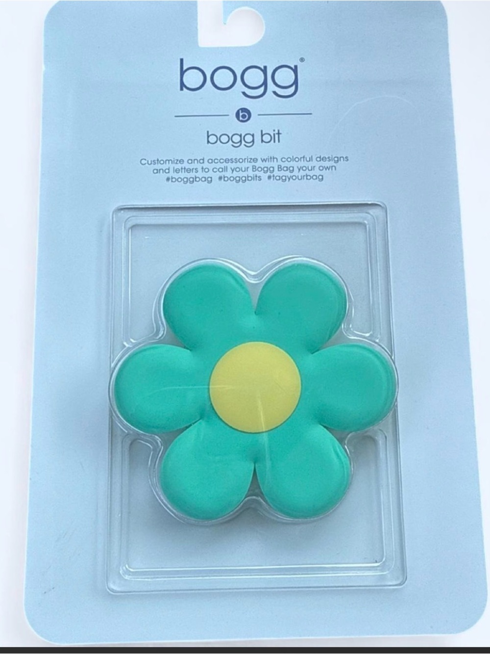 NWT BOGG BAG Teal Flower Bag Bit with Yellow Center